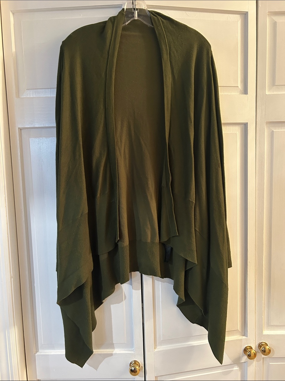Zara Olive Green Draped Open-Front Cardigan